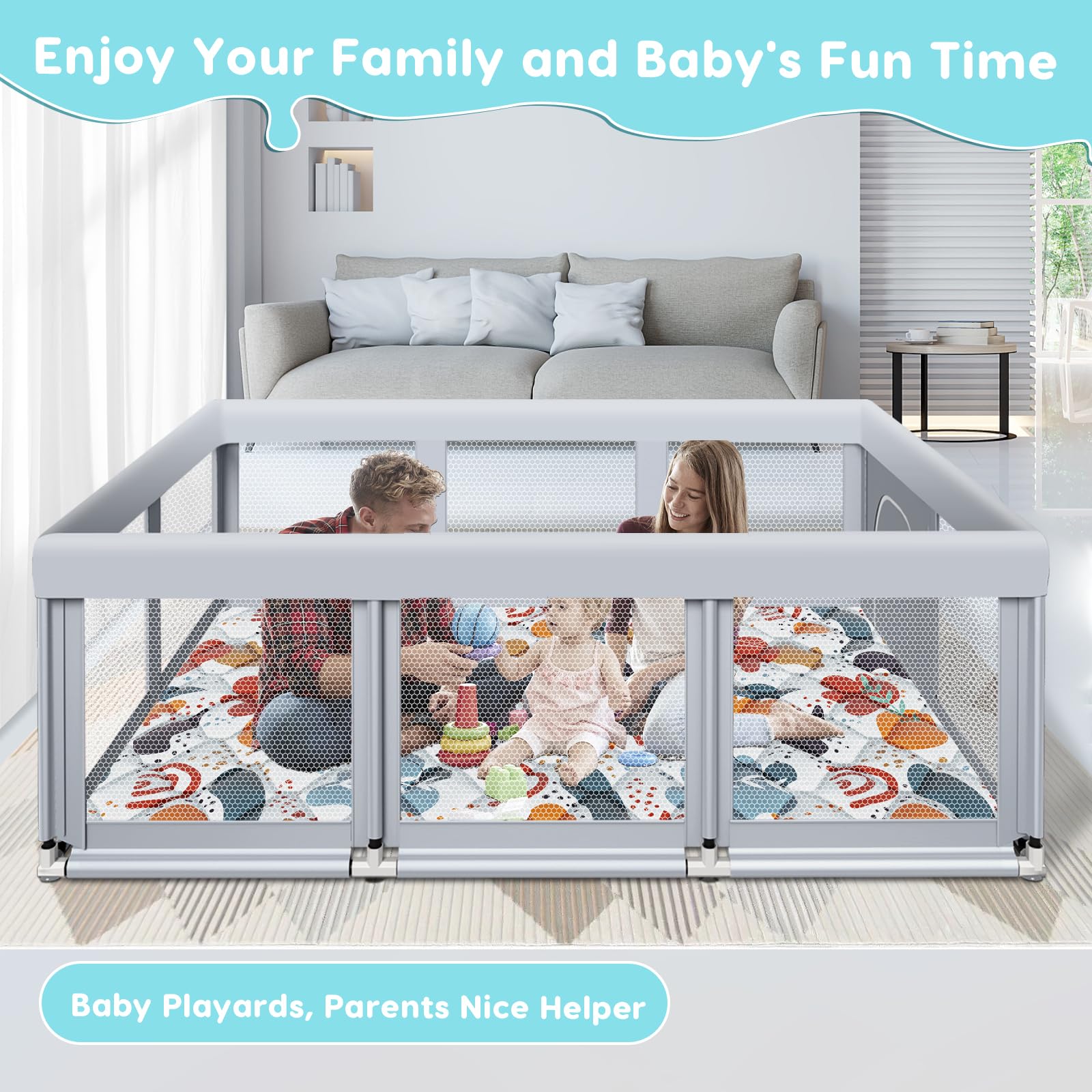 Fshibila playpen with anti-climb outside zip keeps little explorers secure.