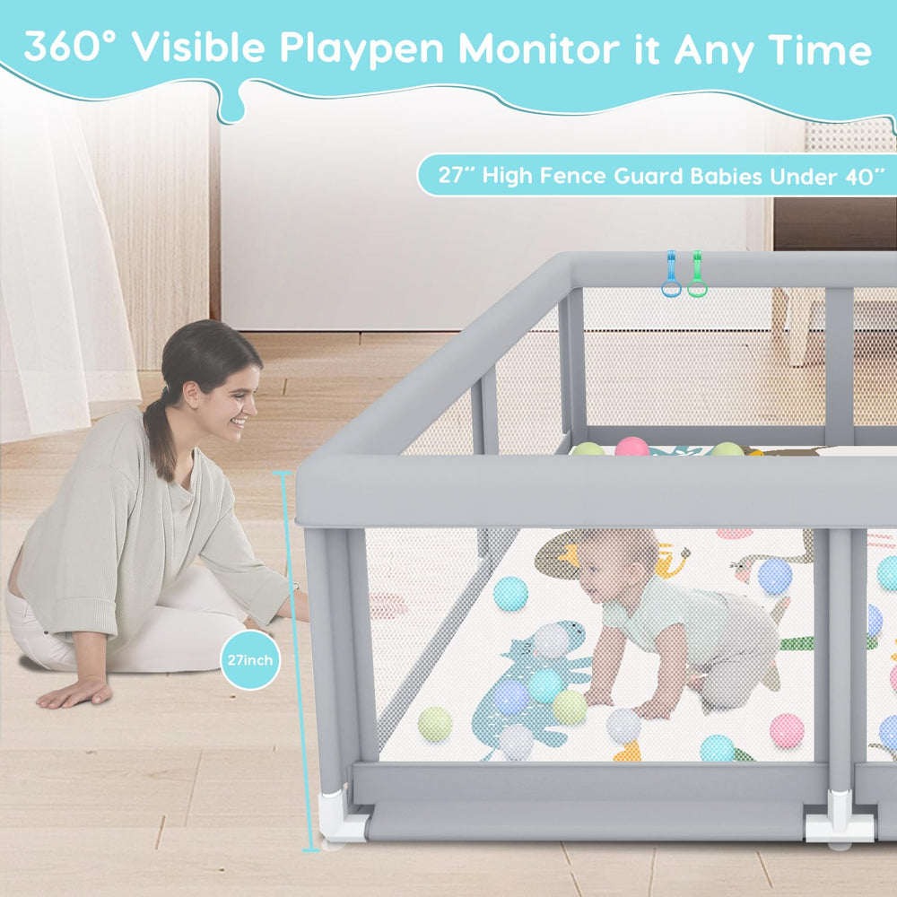 Fshibila playpen anti-fall design with sturdy base for stability