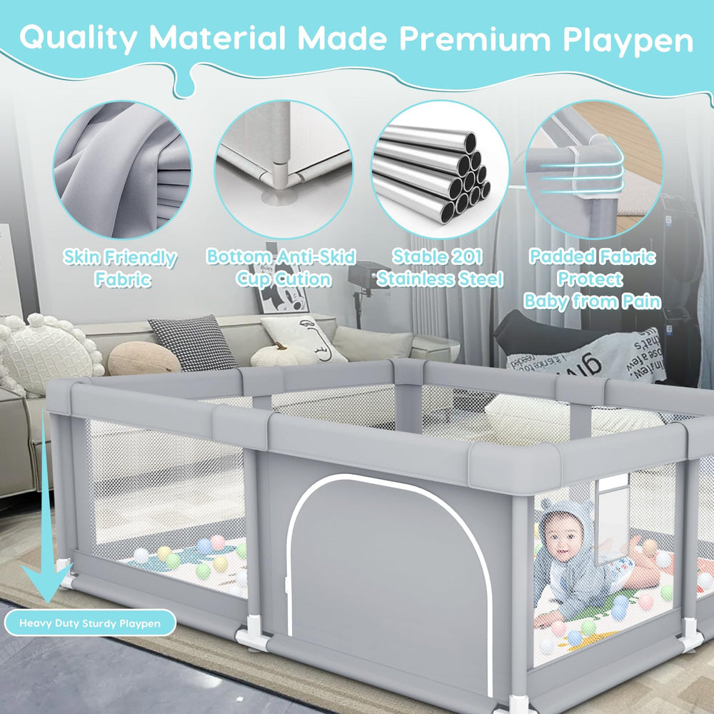 Fshibila playpen BPA-free frame supports safe, reliable use.