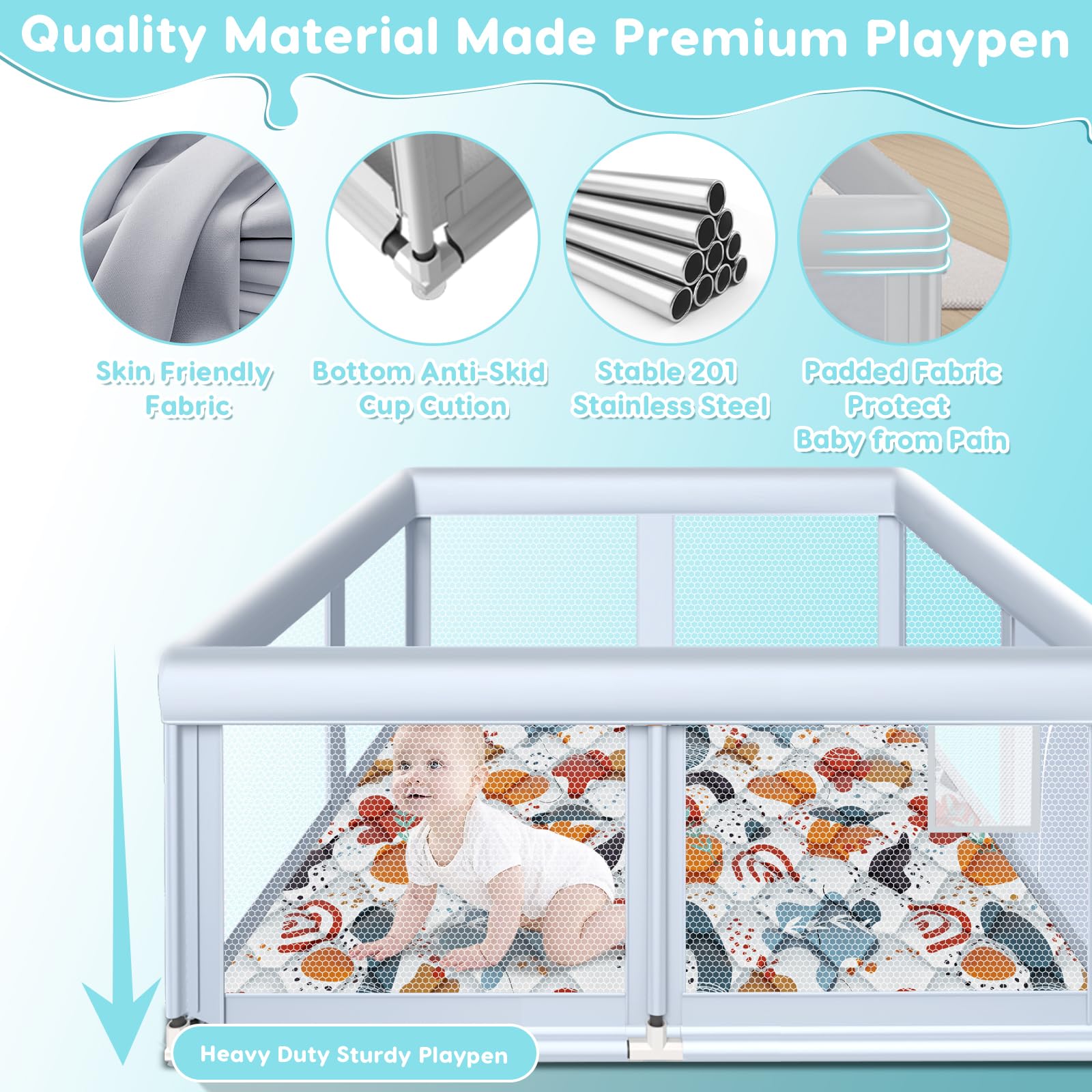 Fshibila playpen easy-store portability supports compact storage after use.