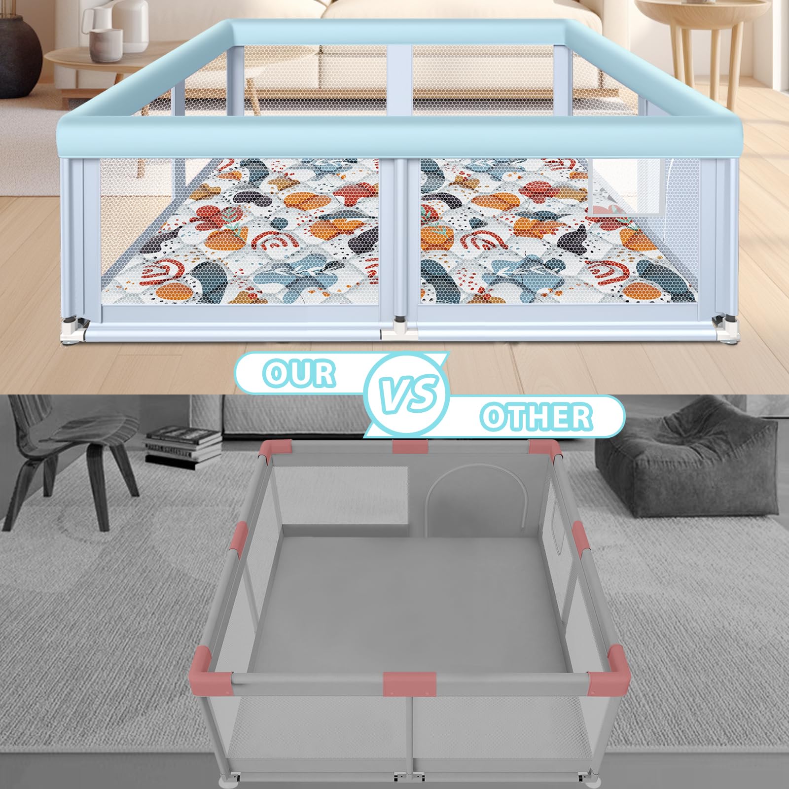 Fshibila playpen lightweight design enables easy relocation.