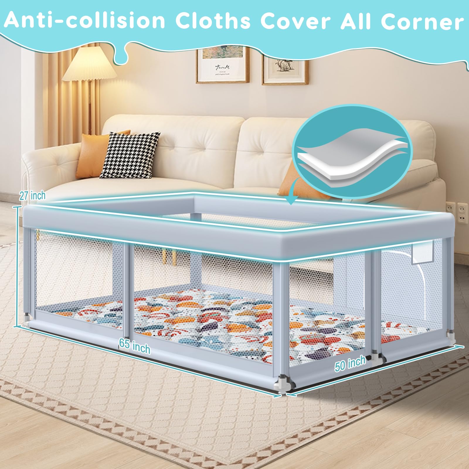 Fshibila playpen see-through mesh allows constant supervision.
