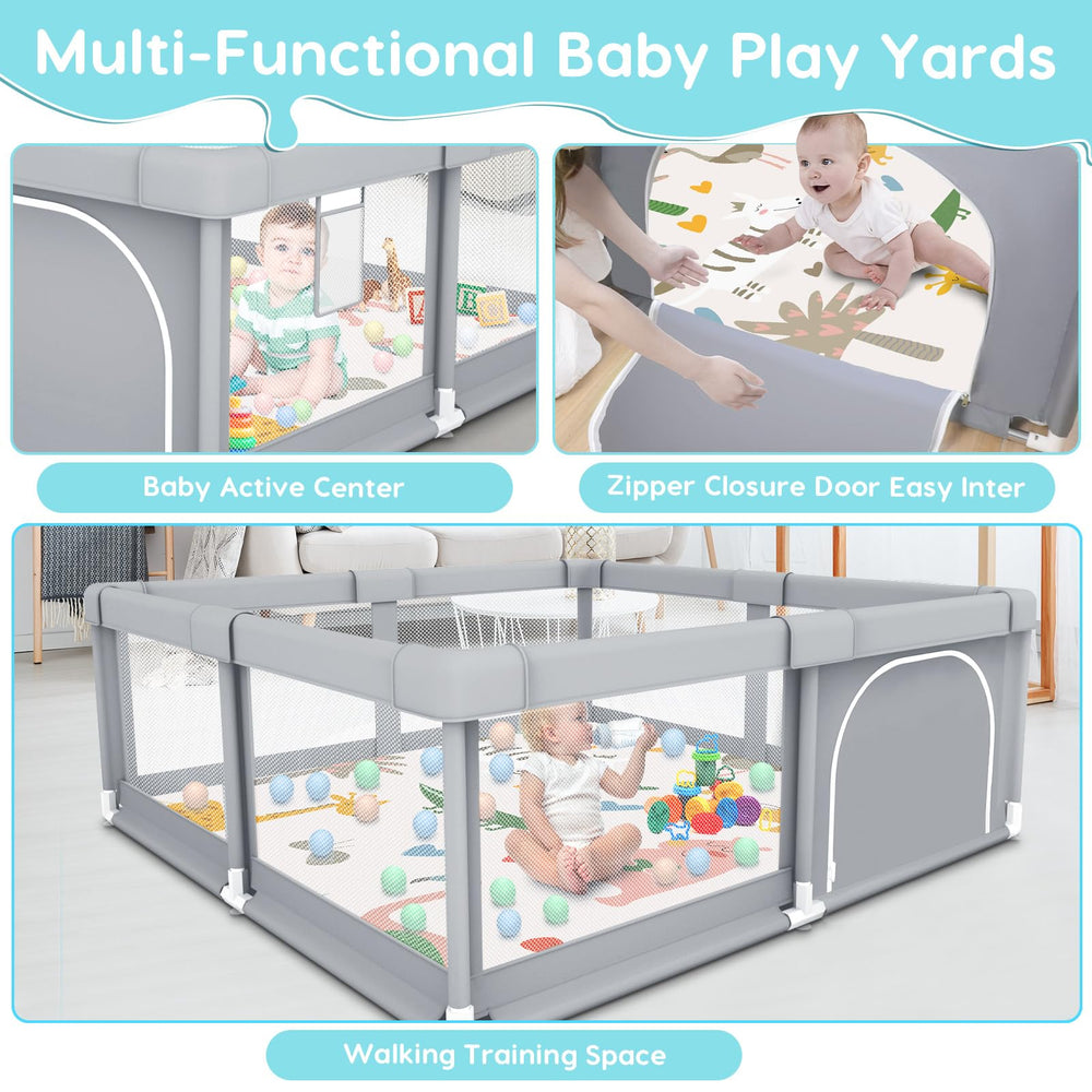 Fshibila playpen waterproof Oxford fabric resists spills and makes cleanup easy.