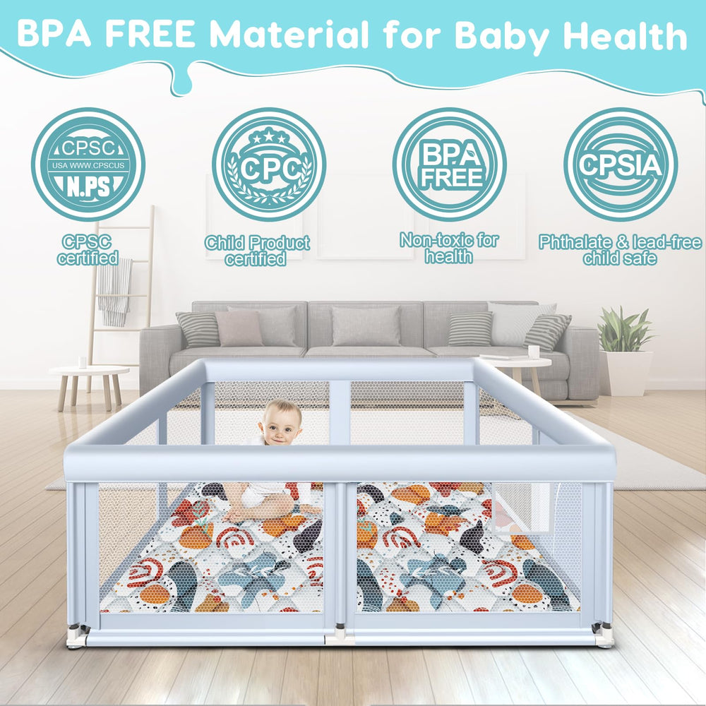 Fshibila playpen waterproof Oxford fabric resists spills and stains.