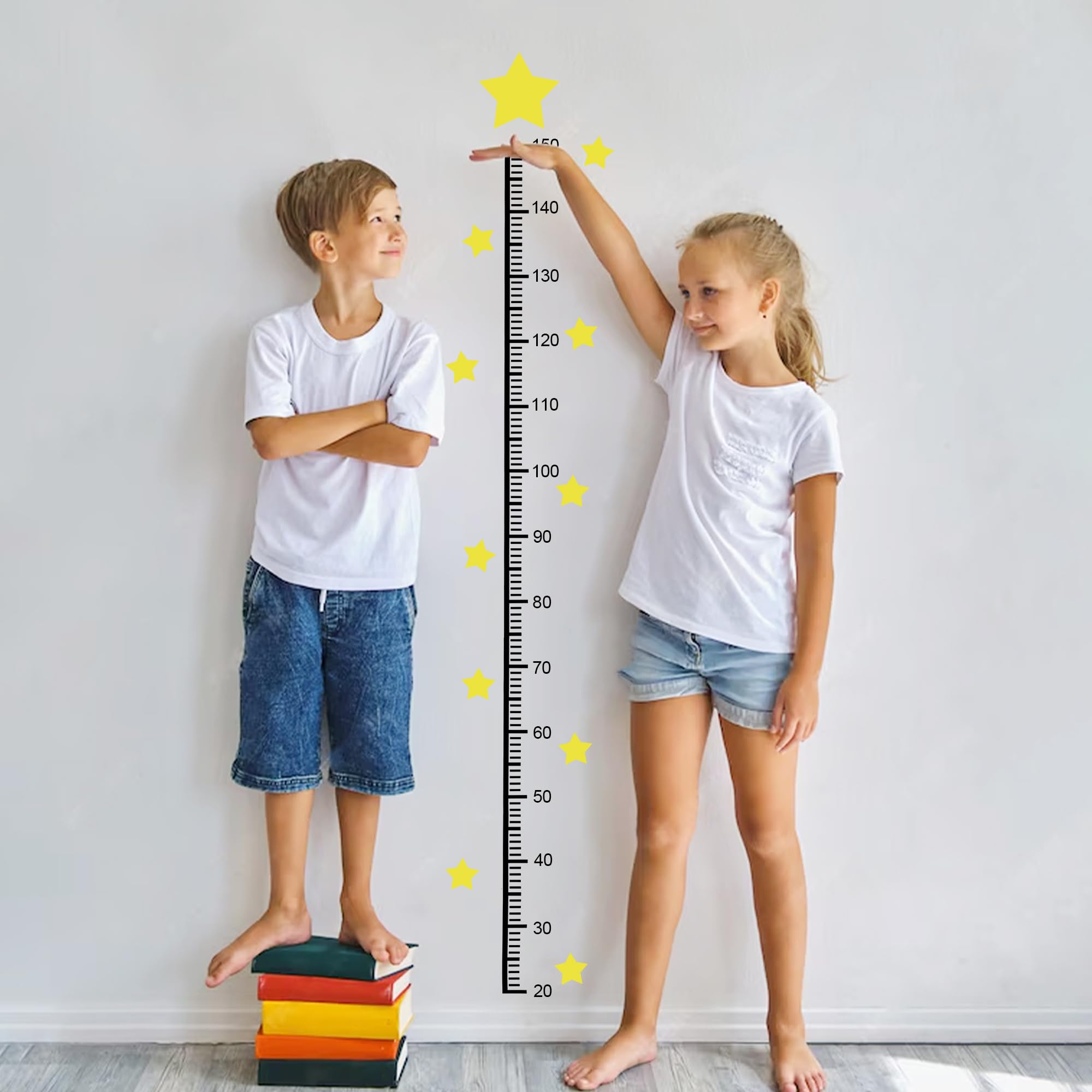 Fssqii PVC wall decal height chart for smooth, easy application.