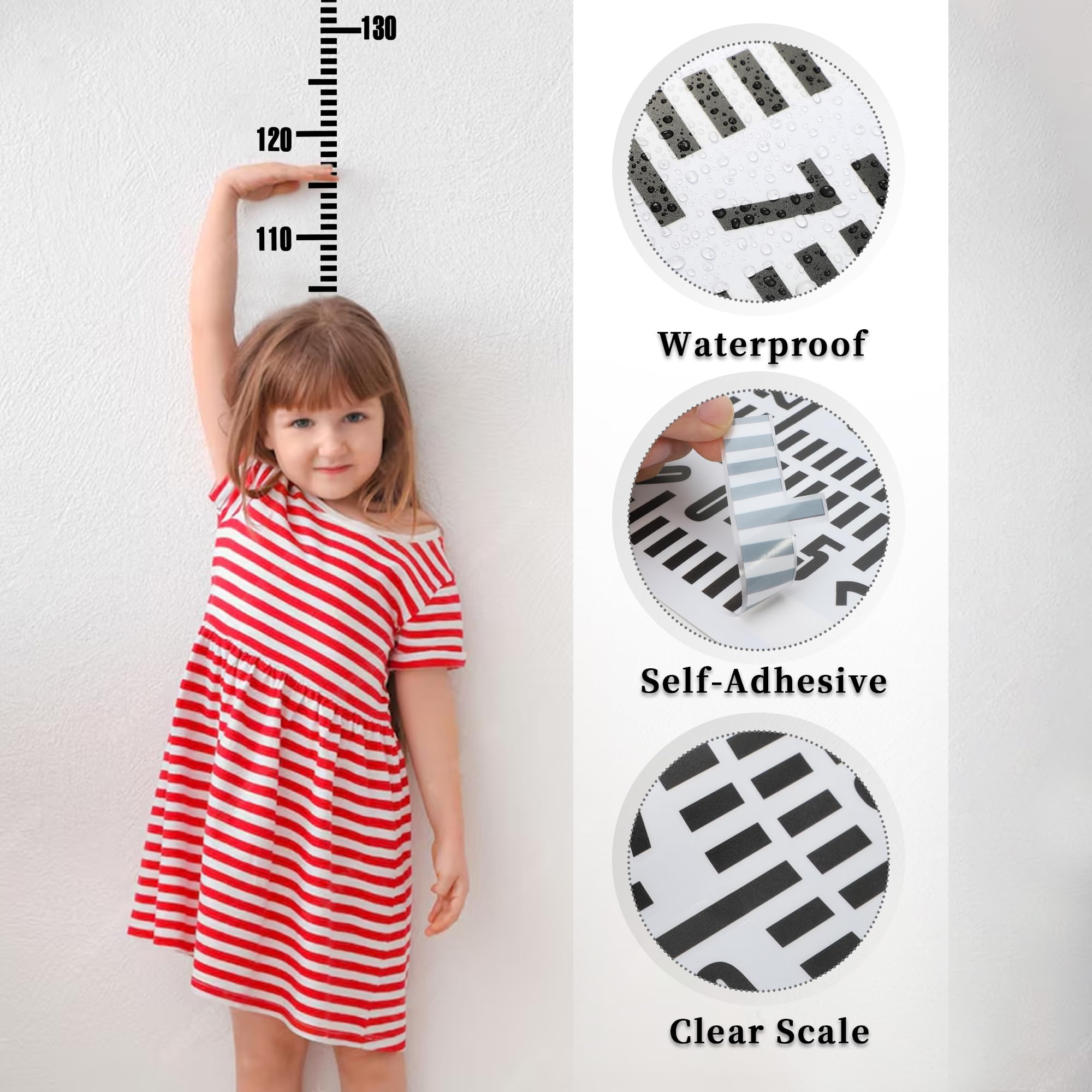 Fssqii wall measure ruler sticker applied to glass surface for easy height tracking