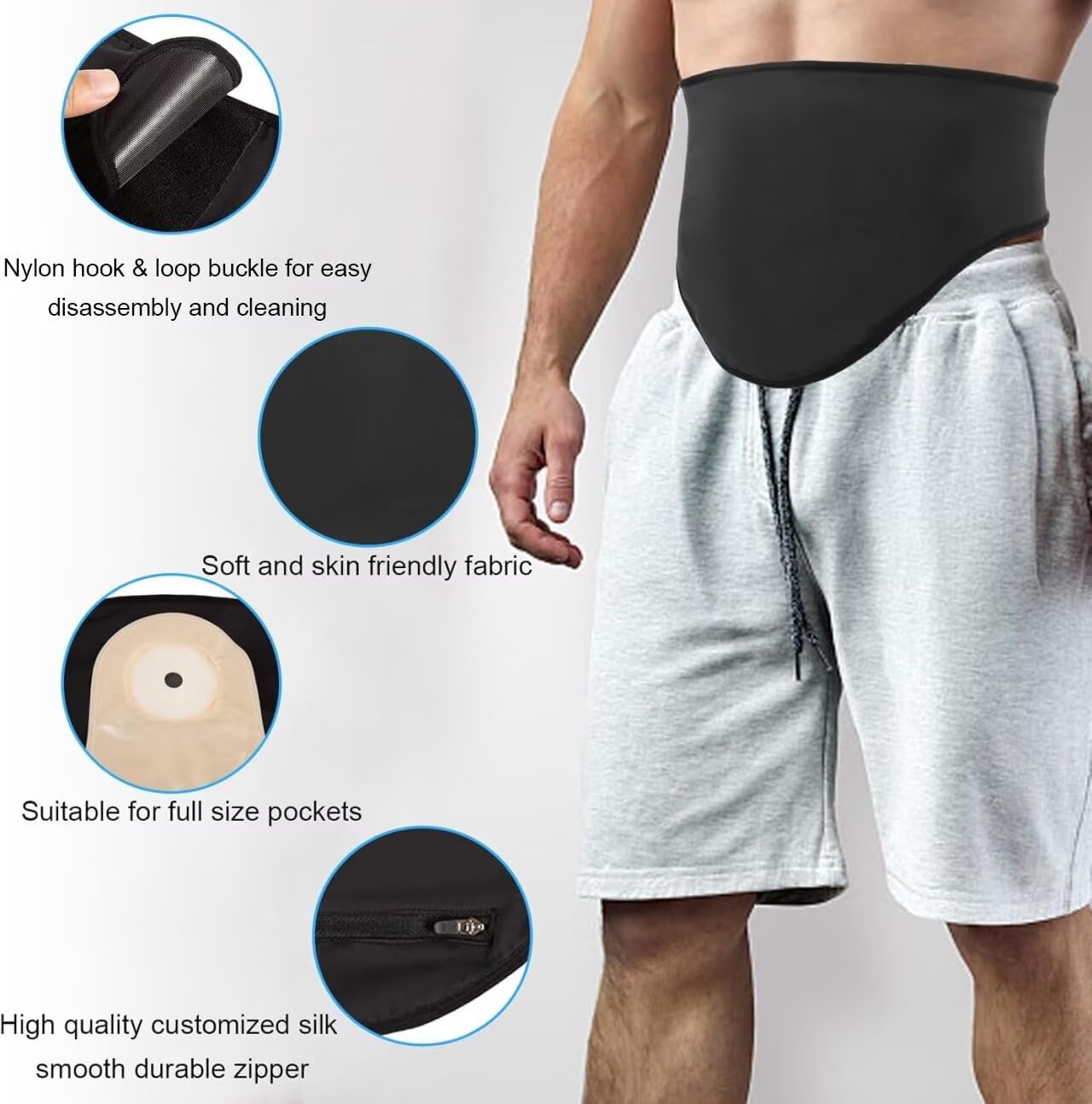 FSUHHIAD ostomy wrap for sport and swim stabilizing the pouch during activity