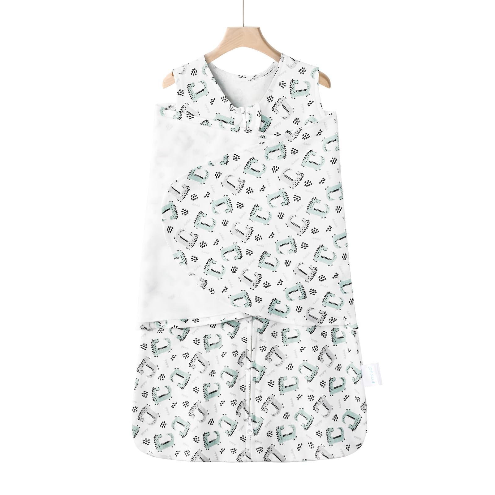 Ftikvo Little Monster Swaddle front view promotes secure, cozy sleep for newborns.