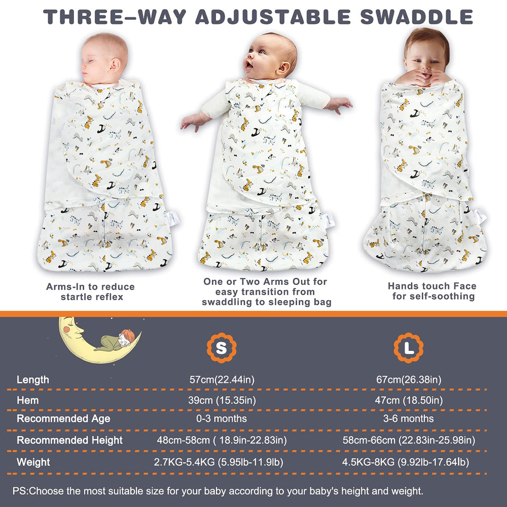 Ftikvo swaddle blanket showing safe arm and neck openings for a secure fit.