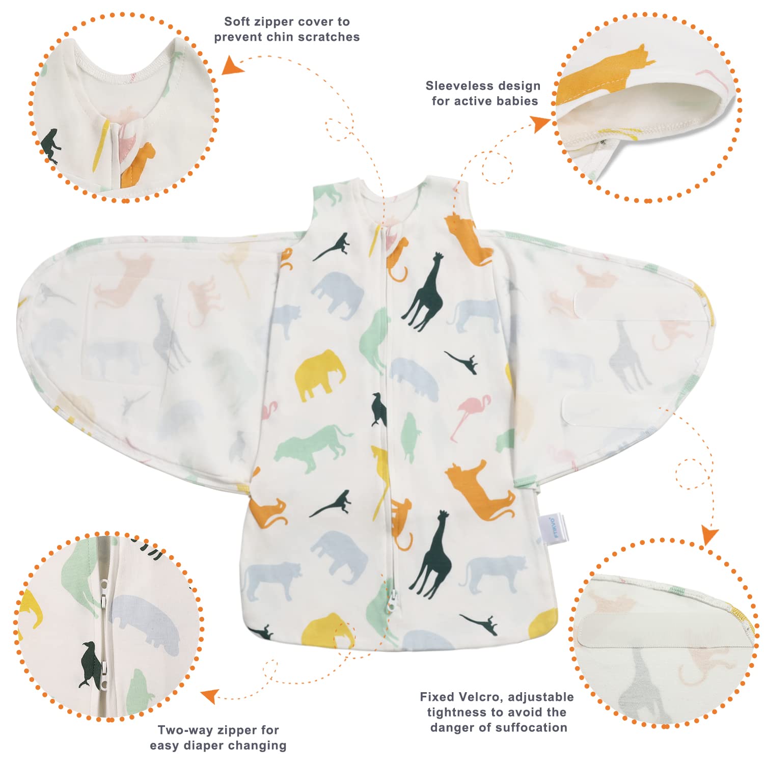 Ftikvo swaddle blanket arm openings provide a safe, snug fit.