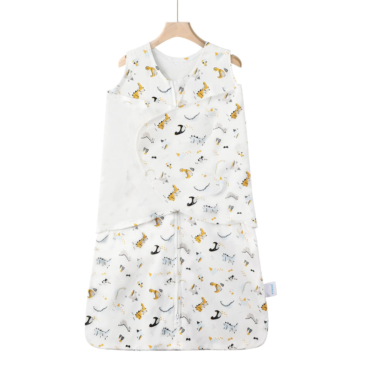Ftikvo swaddle blanket with dinosaur design for gentle newborn snuggling.