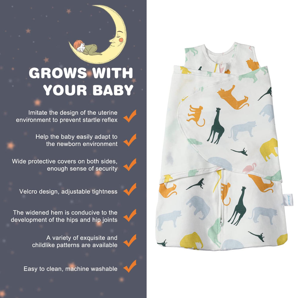 Ftikvo swaddle blanket front zipper enables quick diaper changes.