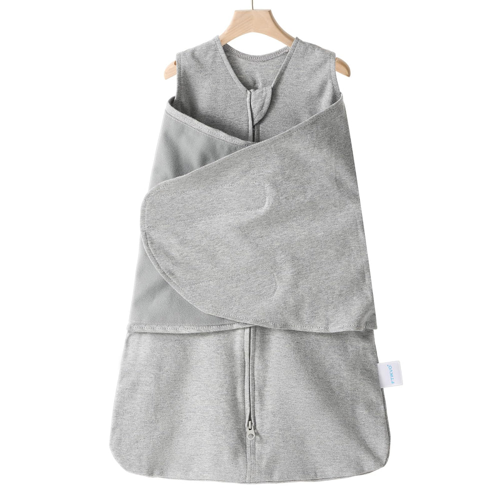 Ftikvo swaddle blanket grey showcasing 3-way adjustment for a secure fit.