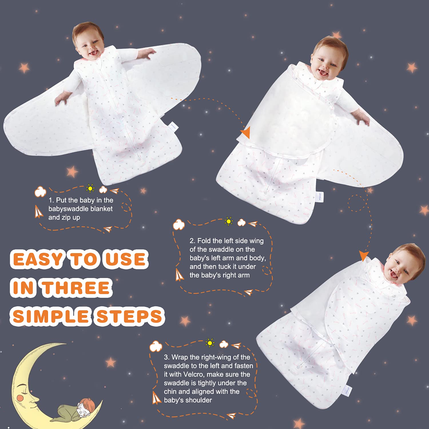 Ftikvo swaddle blanket leg-sack-design keeps legs free to move.