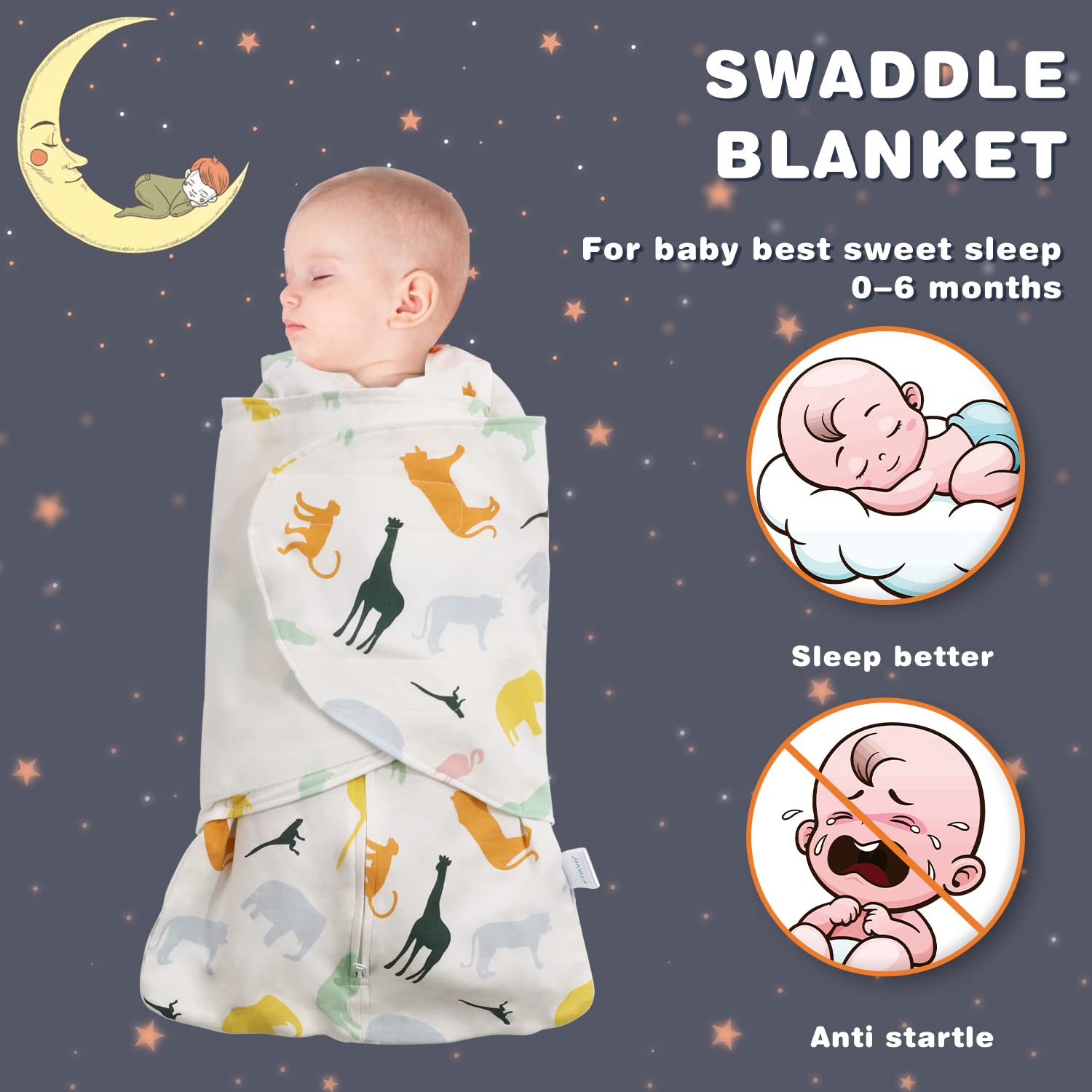 Ftikvo swaddle size guide helps choose 0–3 or 3–6 month fit.
