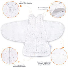 Ftikvo swaddle blanket two-way-zipper enables quick diaper changes.