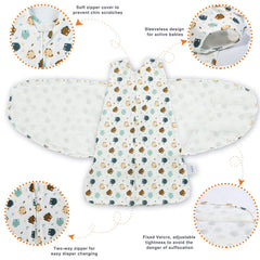 Ftikvo Owl swaddle leg sack design allows leg movement.