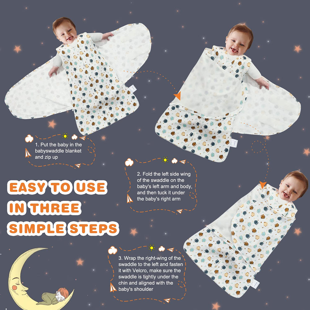 Ftikvo Owl swaddle small size fits newborns 0-3 months.