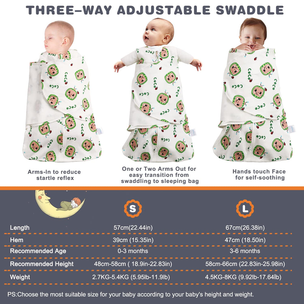 Ftikvo watermelon swaddle during diaper change with bottom zipper for easy access.