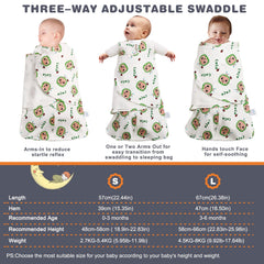 Ftikvo watermelon swaddle during diaper change with bottom zipper for easy access.