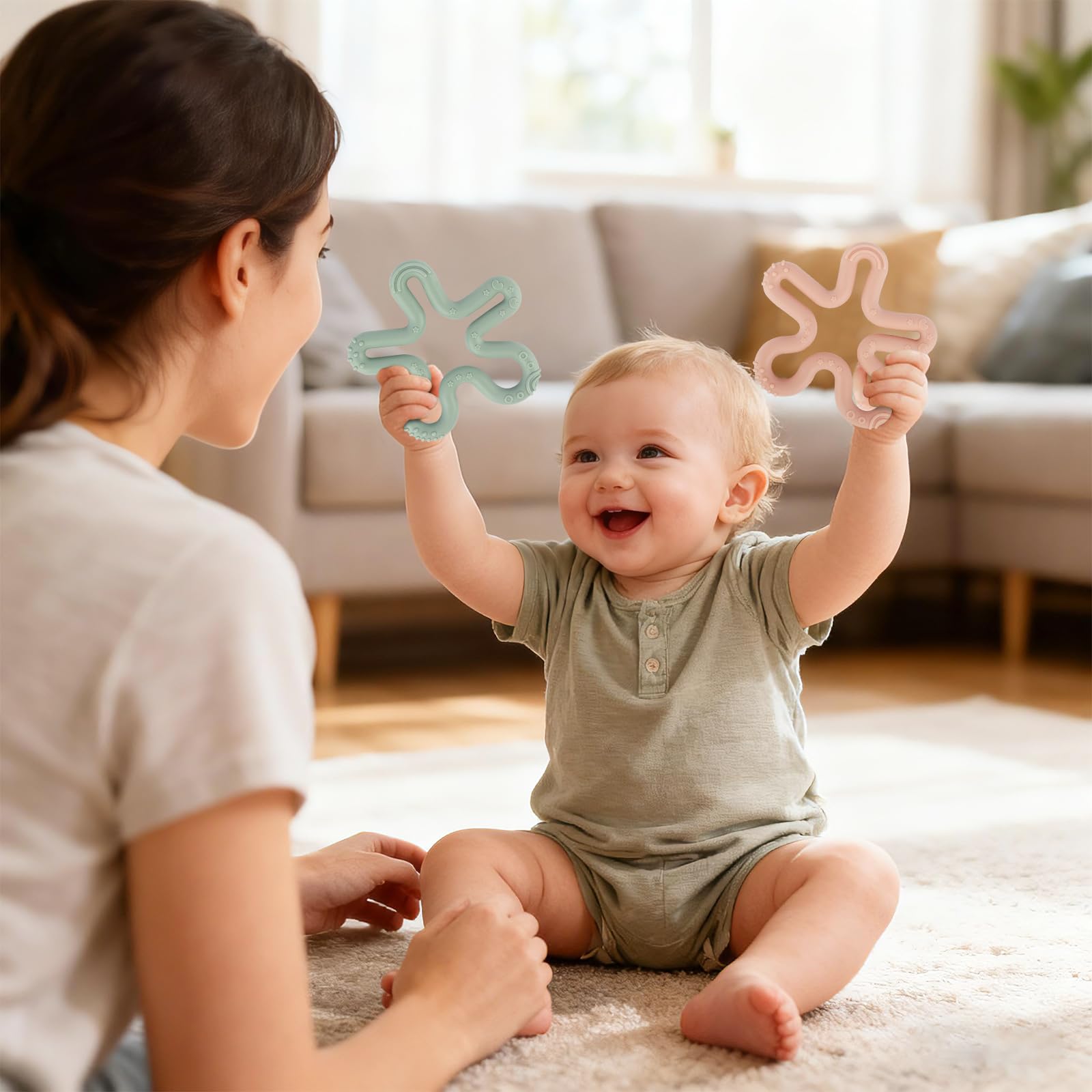 Fu Store silicone teether with five textures for varied chewing sensations