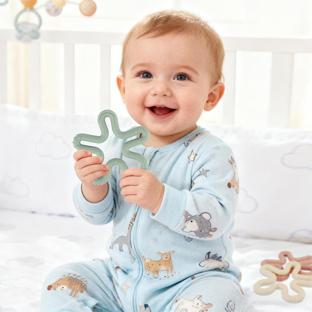 Fu Store baby teether designed for on-the-go gripping in stroller