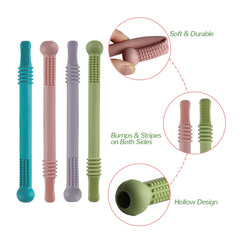 Fu Store hollow teether tube green, easy handling for curious toddlers.