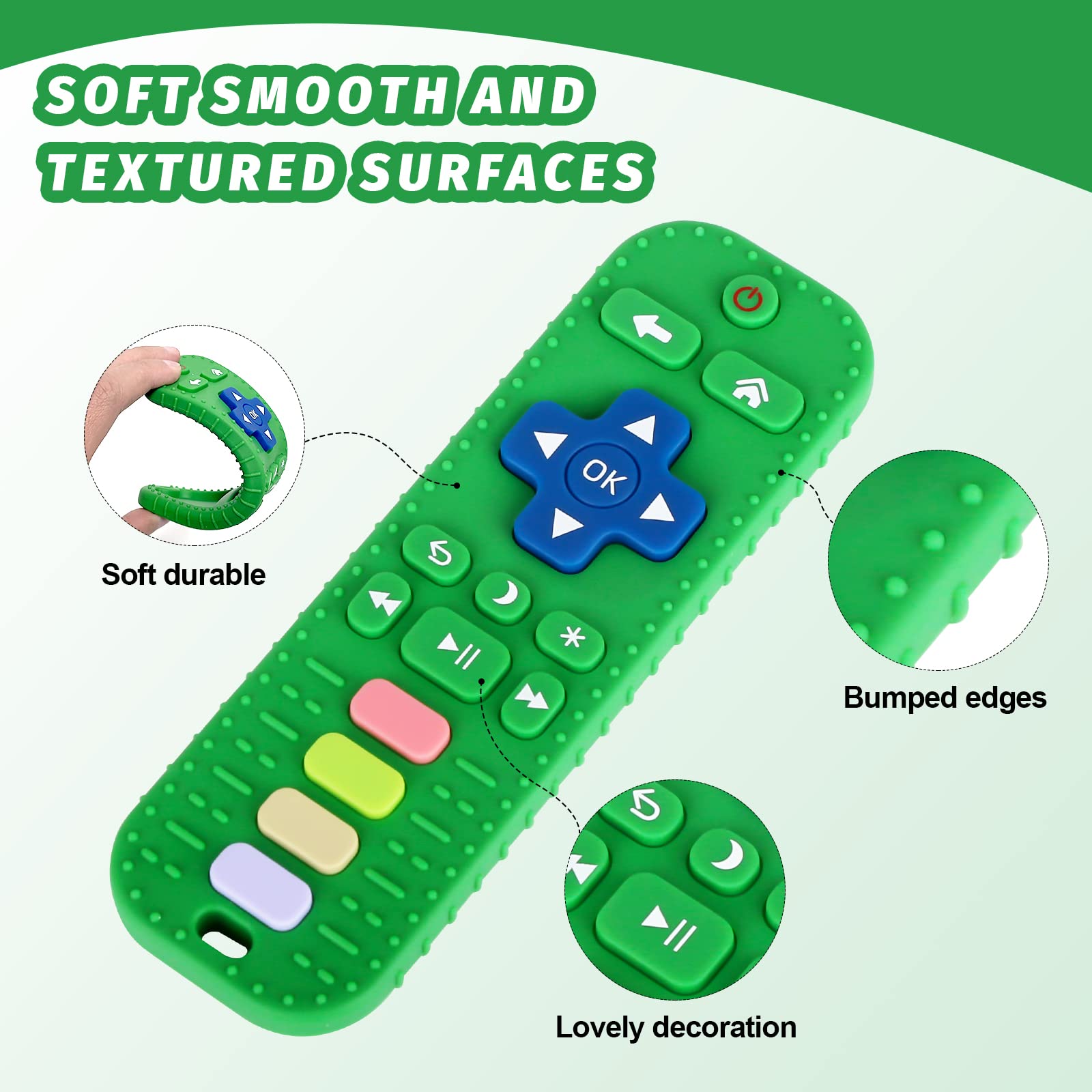 Fu Store soft-textured teether provides varied textures to engage little fingers.