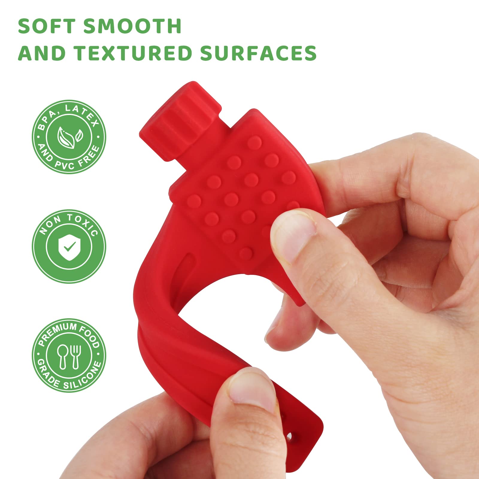 Fu Store spanner teether features varied textures for gum massage and chew play