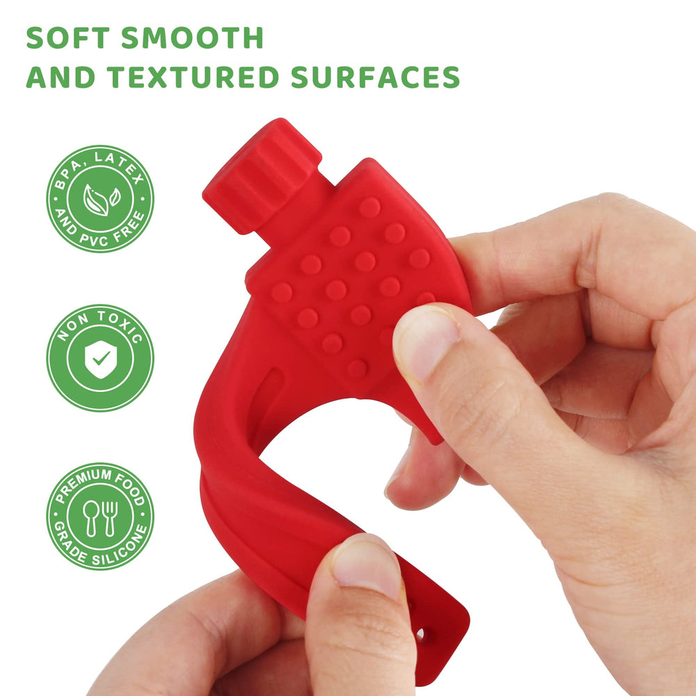 Fu Store spanner teether features varied textures for gum massage and chew play