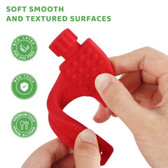 Fu Store spanner teether features varied textures for gum massage and chew play