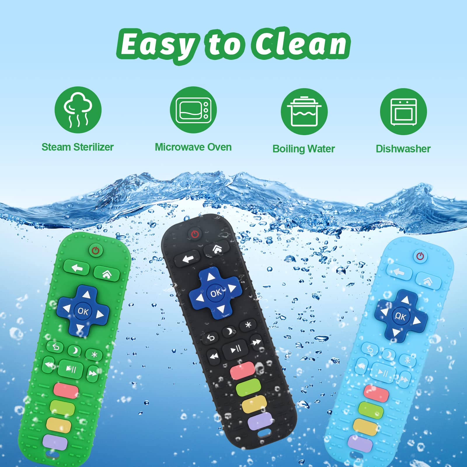 Fu Store teether dishwasher-safe for easy cleanup after use.