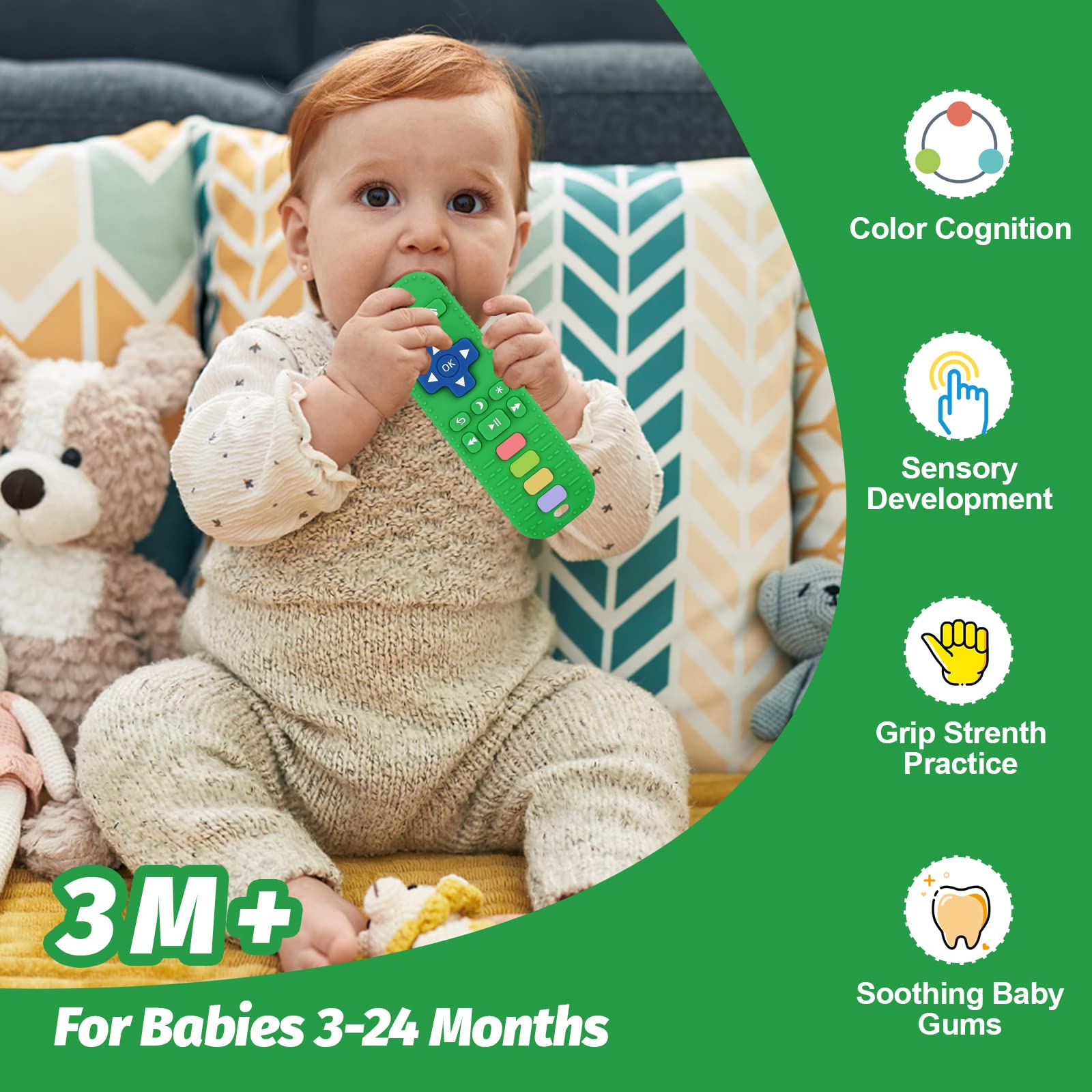 Fu Store teether with soft bristles massages gums for gentle hygiene.