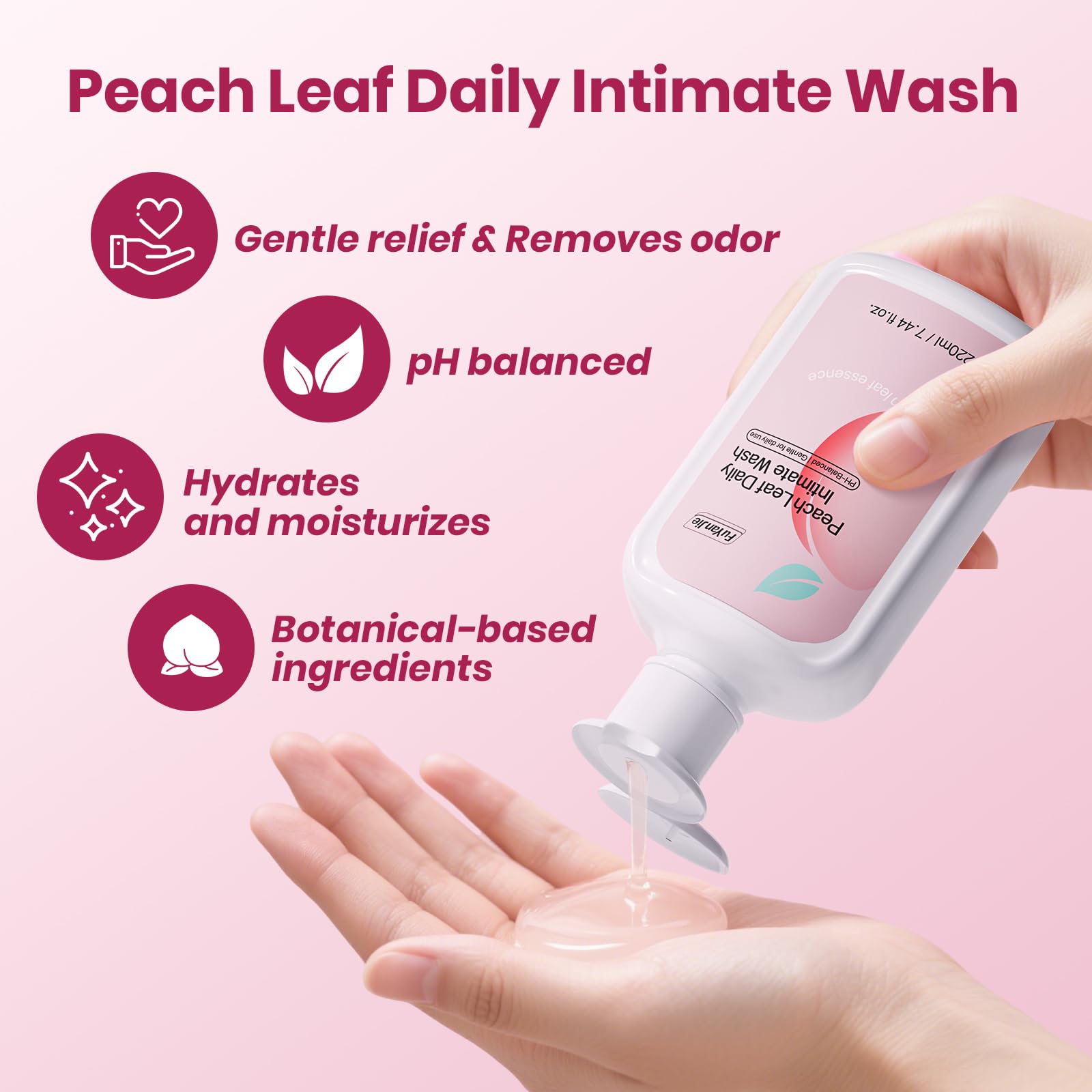 fu yan jie Peach Leaf Wash label close-up showing clean, natural ingredients