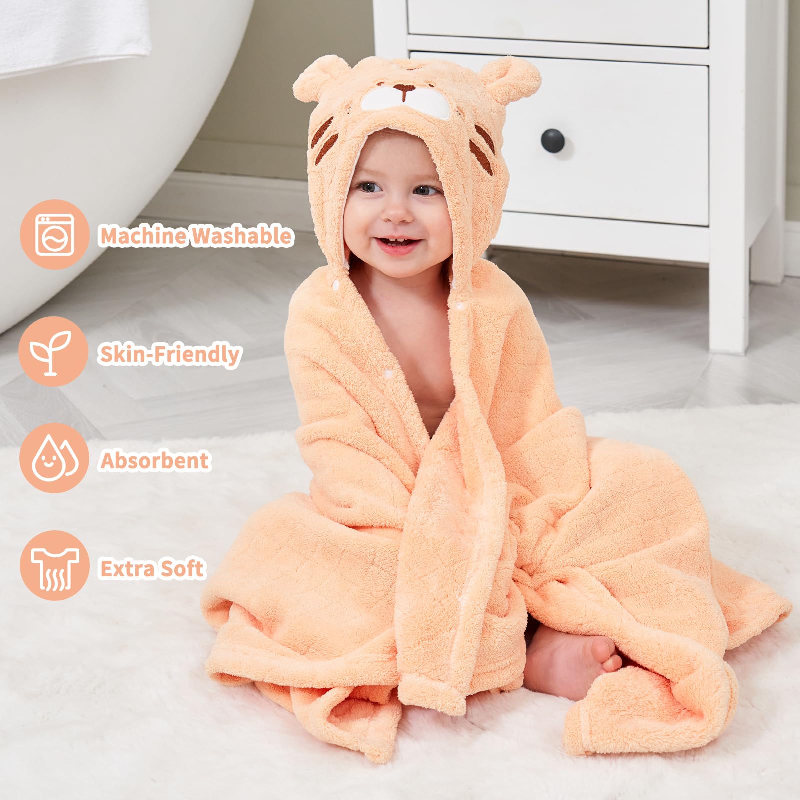 FUBANRAY baby bath essentials gift set includes cozy hooded towels