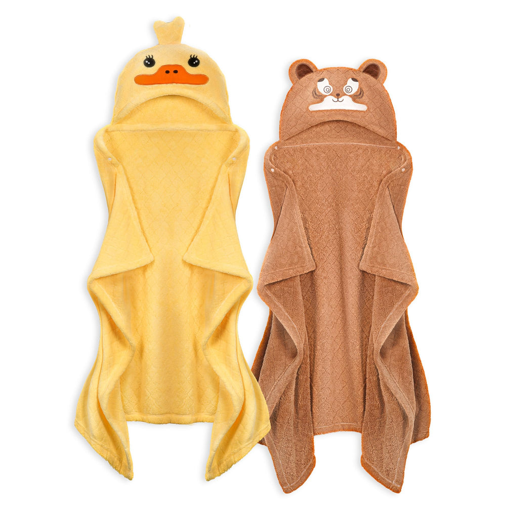 FUBANRAY toddler hooded towel with animal design dries hair after bath