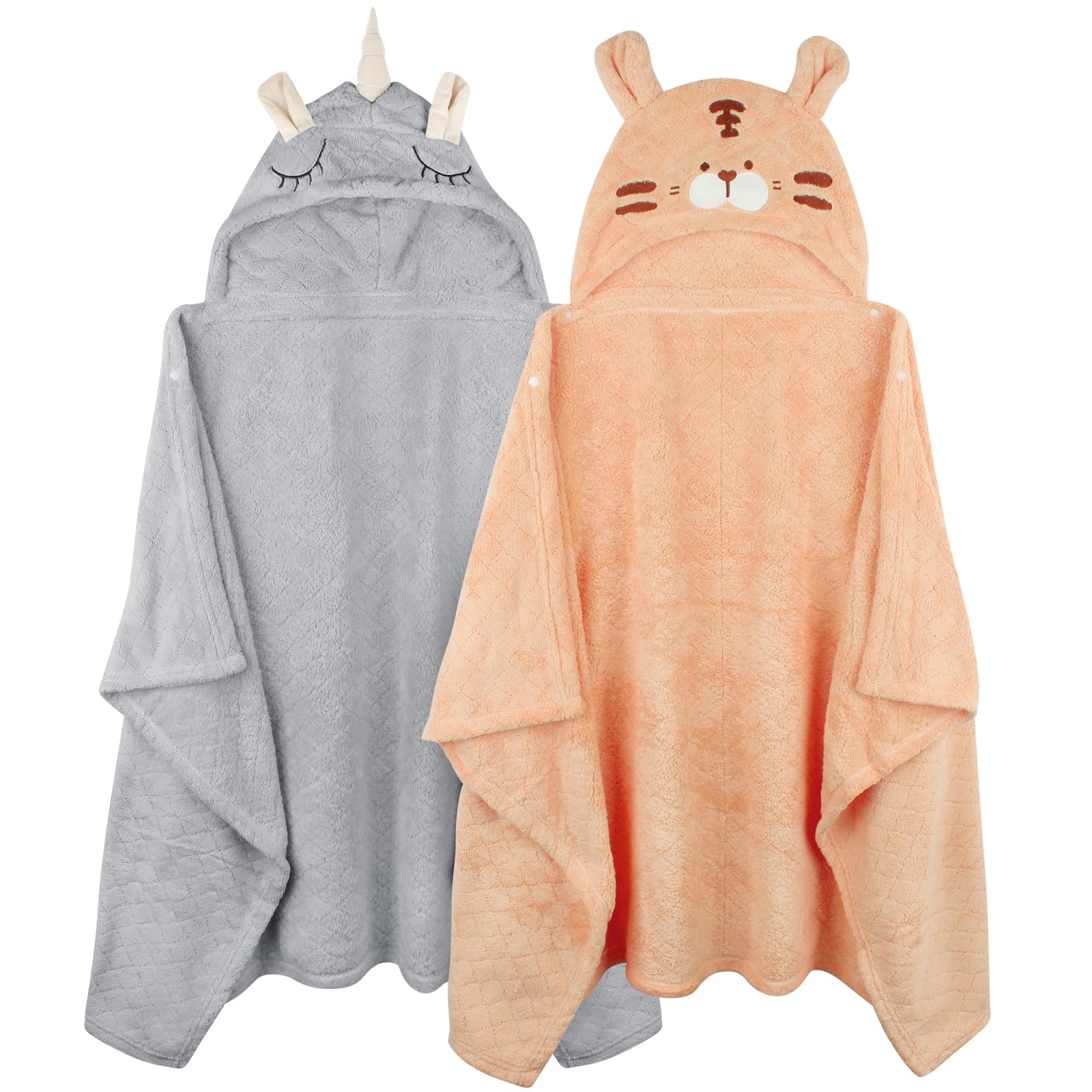 FUBANRAY toddler hooded towel with animal design dries hair quickly and keeps baby warm