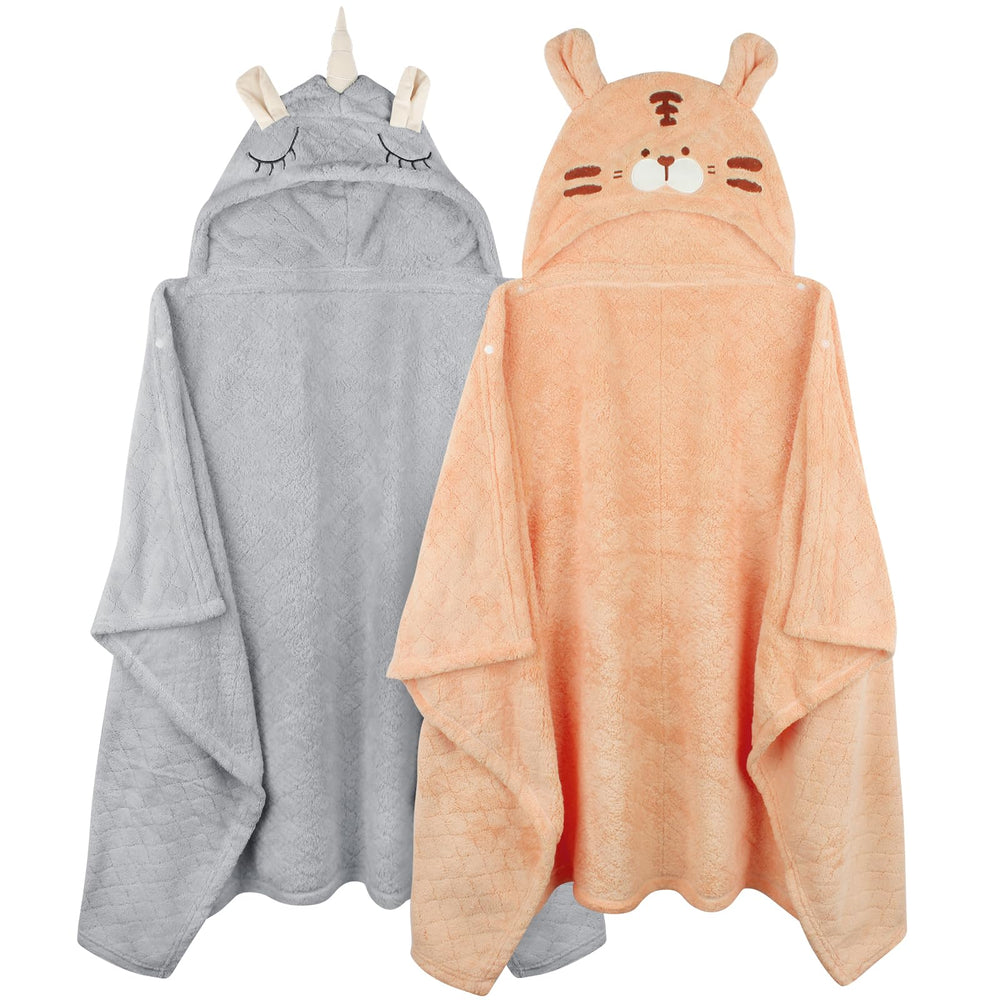 FUBANRAY toddler hooded towel with animal design dries hair quickly and keeps baby warm