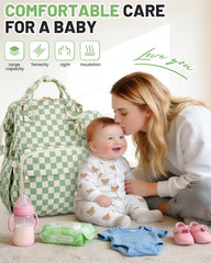Fufazfo Corduroy Diaper Bag Backpack front compartment for quick access and organization