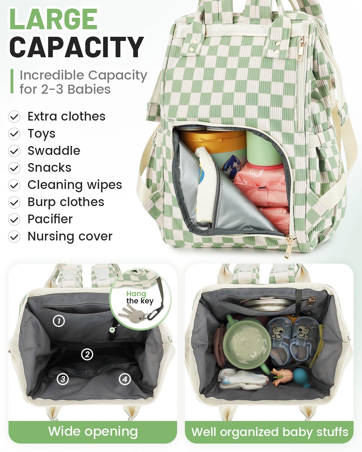 Fufazfo Corduroy Diaper Bag Backpack insulated bottle pockets demonstrating temperature control