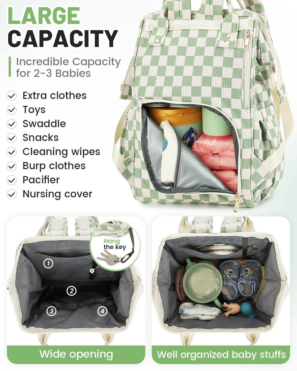 Fufazfo Corduroy Diaper Bag Backpack insulated bottle pockets demonstrating temperature control