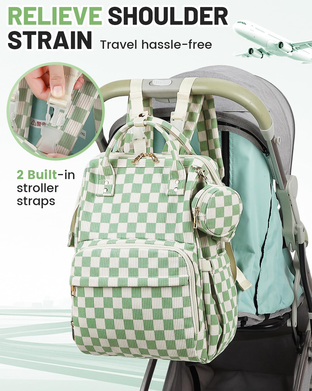Fufazfo Corduroy Diaper Bag Backpack top handle for versatile carrying