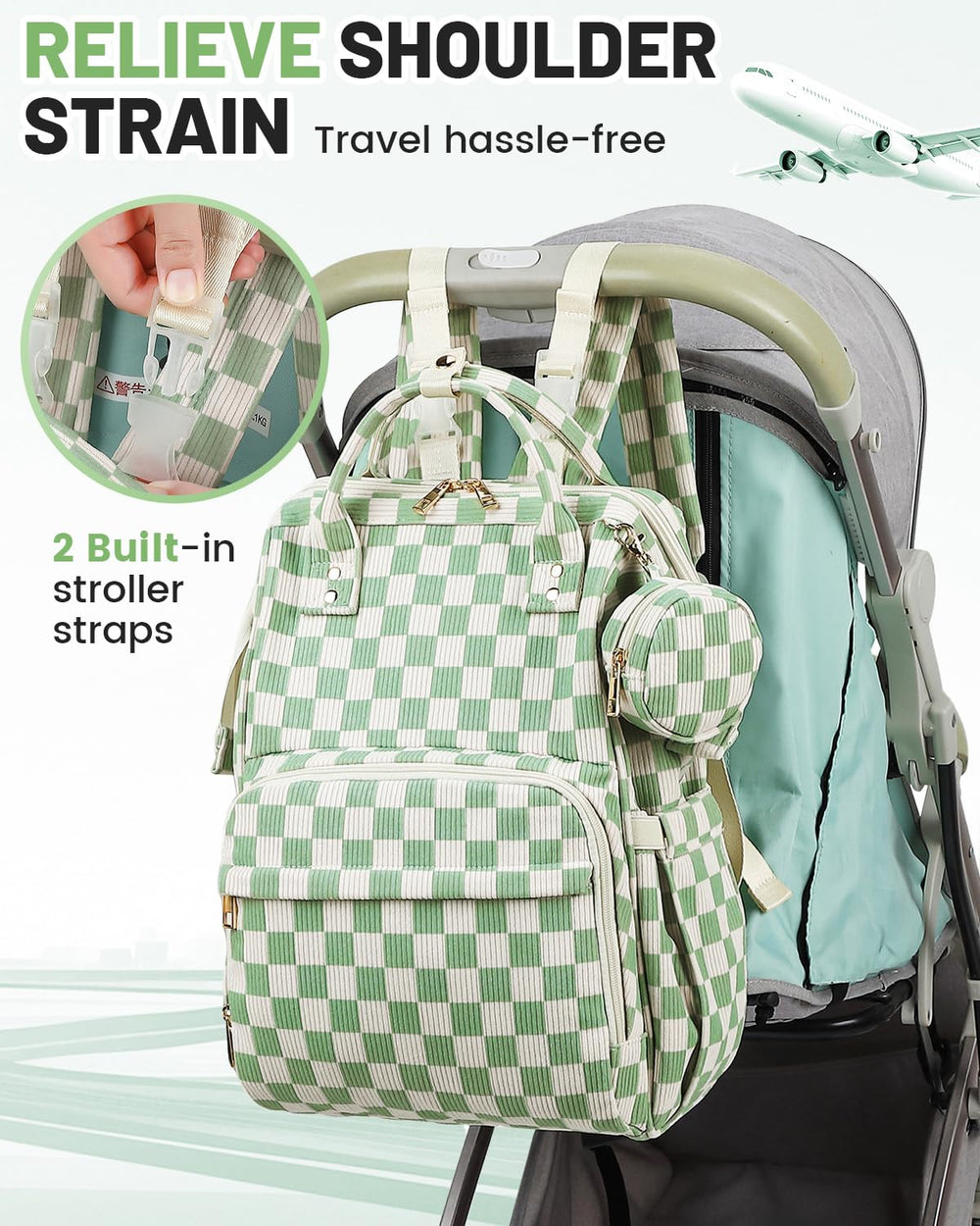 Fufazfo Corduroy Diaper Bag Backpack top handle for versatile carrying