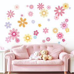 FUFUQUARE 38Pcs colorful daisy wall stickers for kids' rooms.