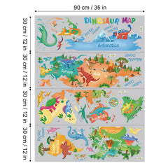 FUFUQUARE Dinosaur World Map wall sticker preserves long-lasting color in spaces.