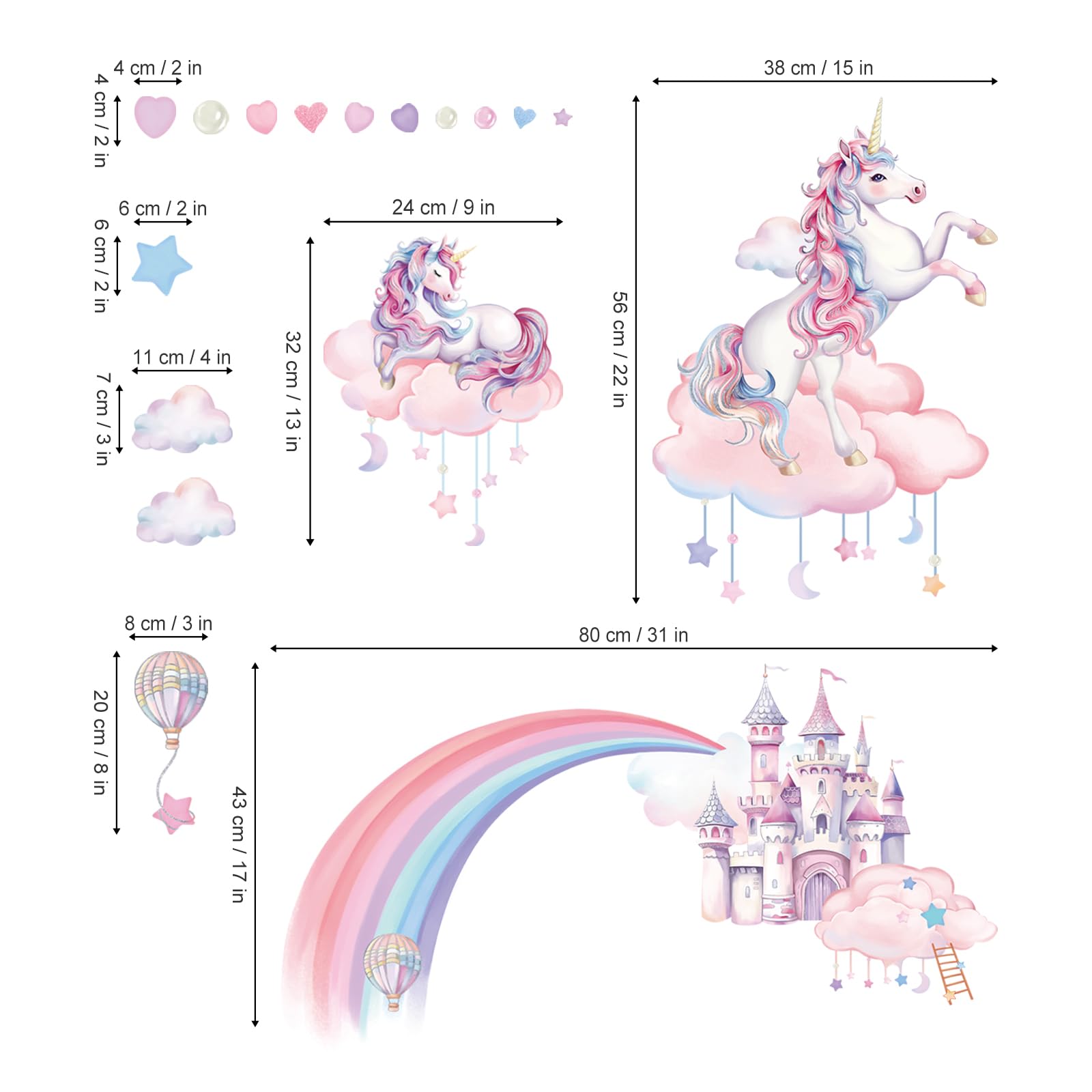 FUFUQUARE pink clouds wall stickers brighten small spaces safely.