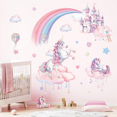 FUFUQUARE rainbow clouds wall stickers create a dreamy nursery backdrop.