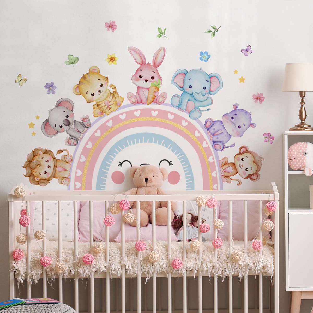 FUFUQUARE rainbow wall sticker with cute animals enhances kids' room decor