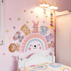FUFUQUARE rainbow wall sticker featuring flowers and stars adds playful decor