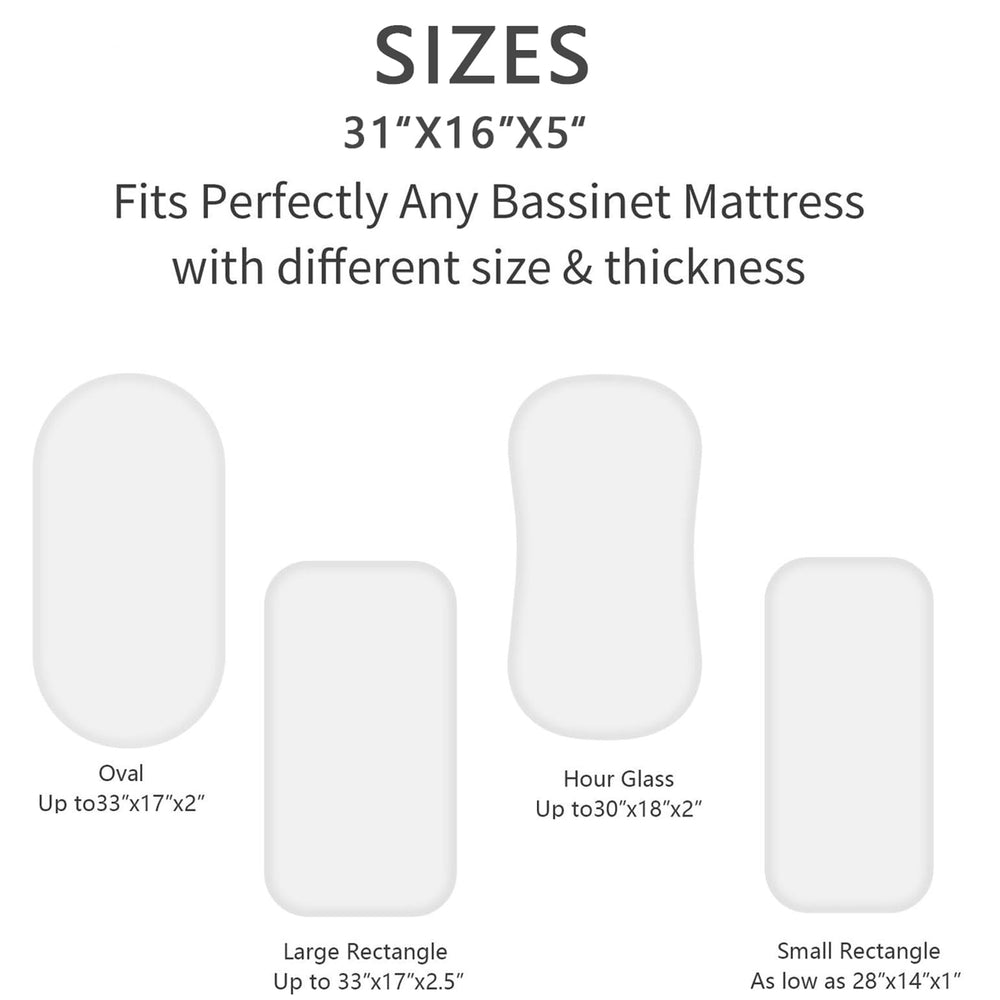 FUFVUTI bassinet sheet close-up shows secure snug fit with full-elastic edges.
